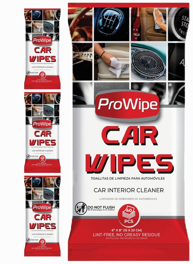 ProWipe Car Cleaning Wipes - Car Interior Cleaner, Dashboard Cleaner, 4x40-160 Count Residue-Free Wipes for Interior Surfaces, From Dashboard to Leather Seats, Must Have Accessories - Image 1